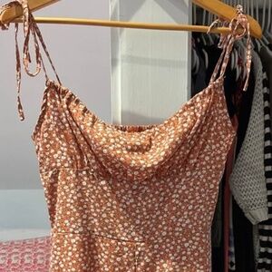 Spaghetti Strap Floral Orange Romper